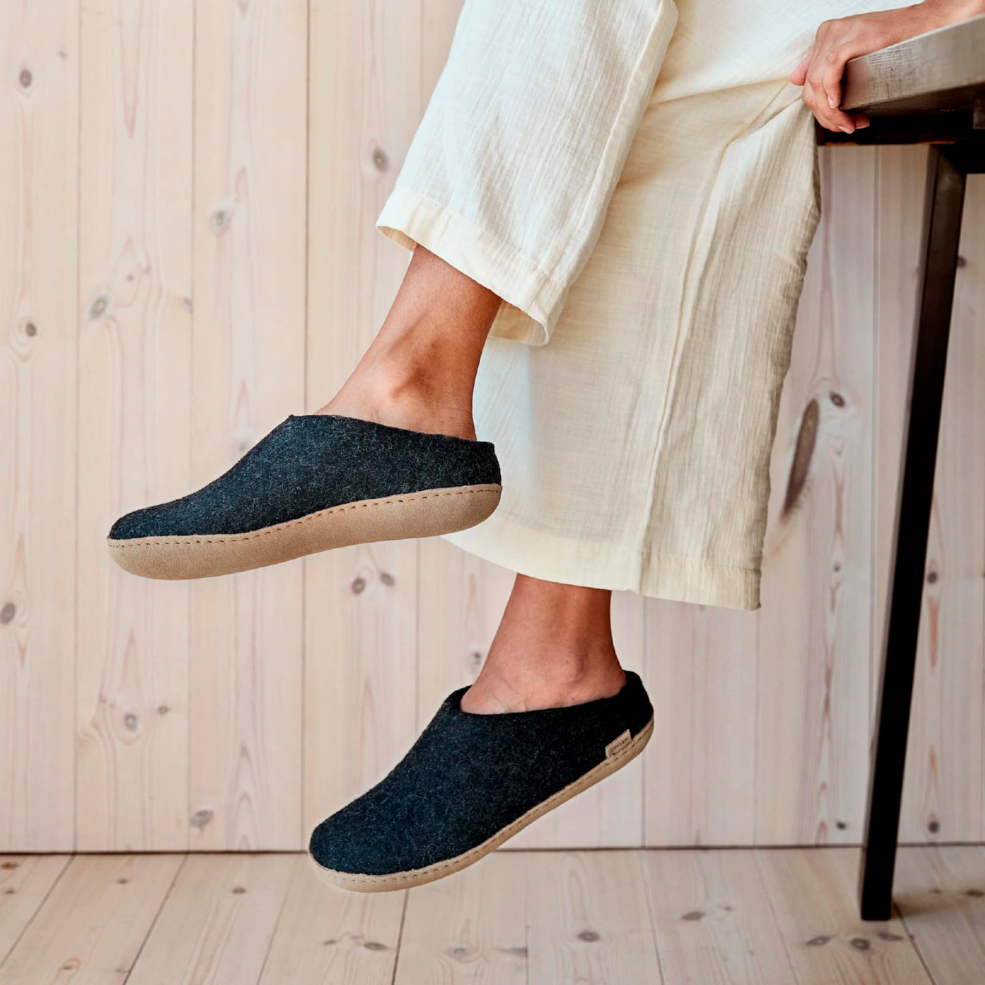 Glerups Women's Model B Open Back Slippers Black 37 Medium EU