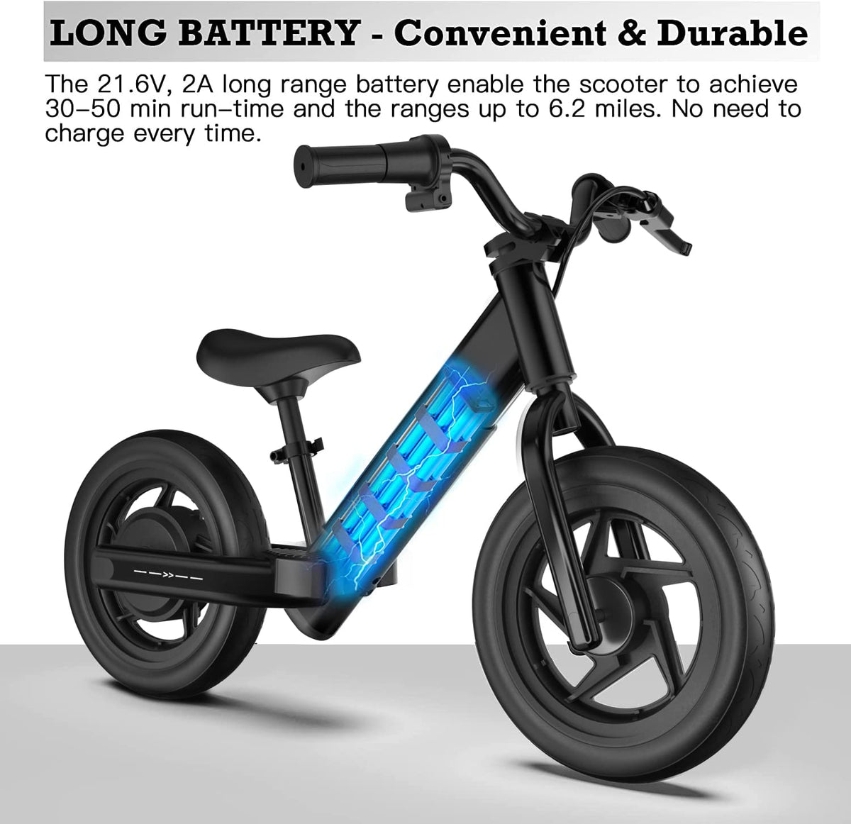 Hiboy BK1 Electric Bike for Kids Ages 3-5 Years Old, 24V 100W Electric Balance Bike with 12 inch Inflatable Tire and Adjustable Seat, Electric Motorcycle for Kids Boys & Girls (Black)