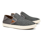 OLUKAI Women's Pehuea Pa'i Slip-On Sneakers, Lightweight Shoes, All-Day Comfort, Breathable Mesh Design, Charcoal/Mo'o, 5