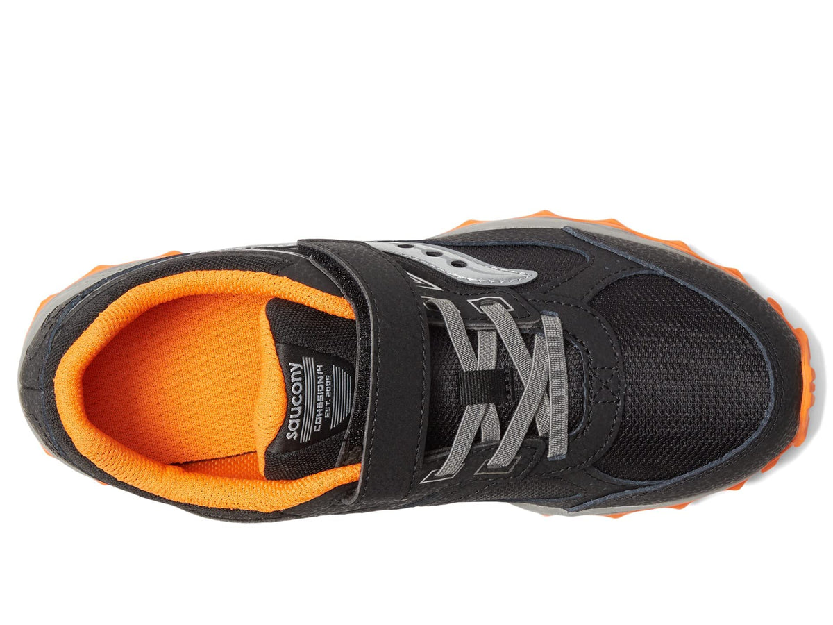 Saucony Cohesion Tr14 Alternative Closure Sneaker, Black/Orange, 1.5 Wide US Unisex Little_Kid