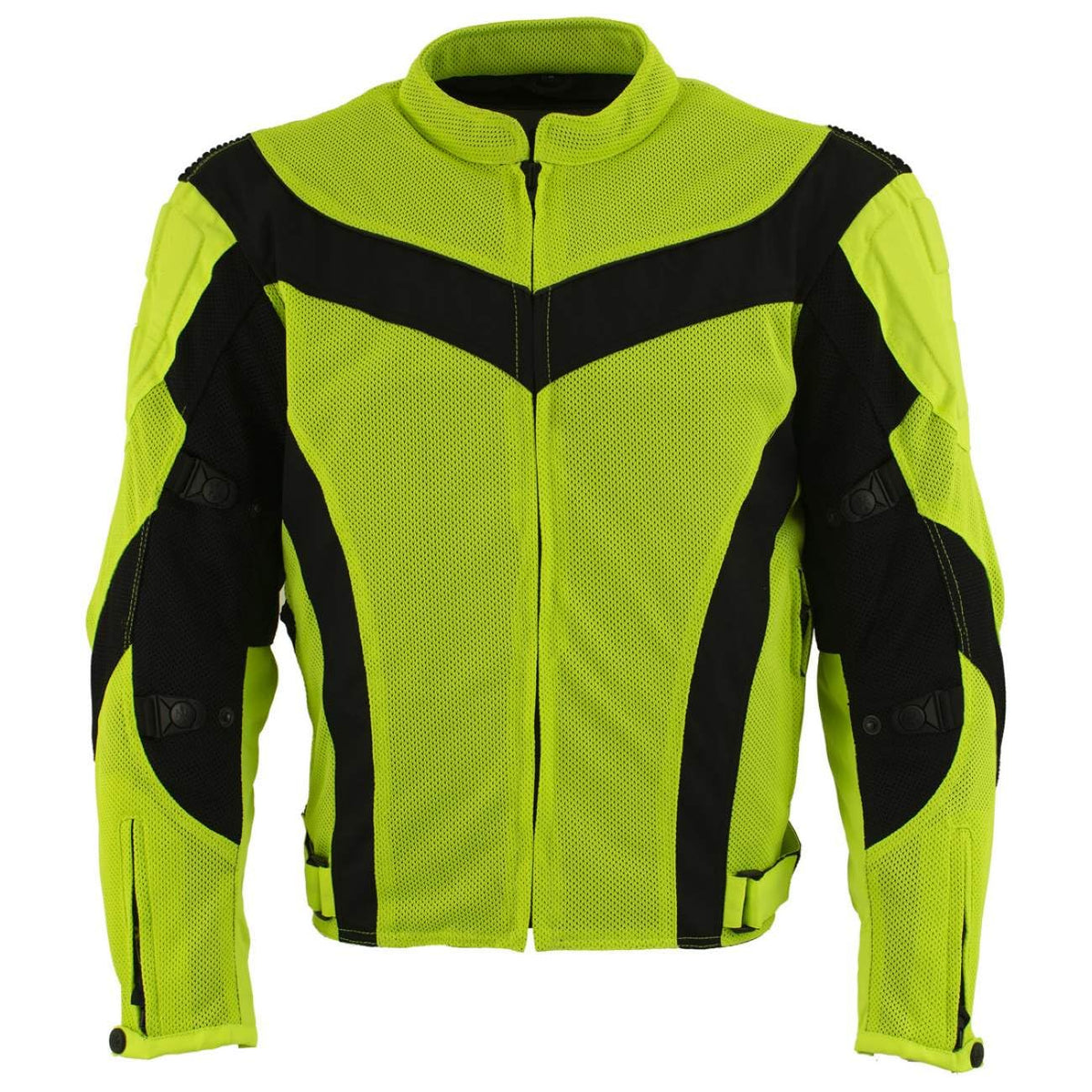 Xelement CF-6019-66 Men's 'Invasion' Neon Green Textile Motorcycle Jacket wit X-Armor Protection - X-Large