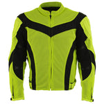 Xelement CF-6019-66 Men's 'Invasion' Neon Green Textile Motorcycle Jacket wit X-Armor Protection - X-Large