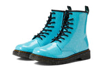 Dr. Martens Kid's Collection 1460 Lace Up Fashion Boot (Big Kid) - Boots for Kids - Leather Lining & Upper Turquoise Blue Cosmic Glitter 5 UK (US 6 Big Kid) M