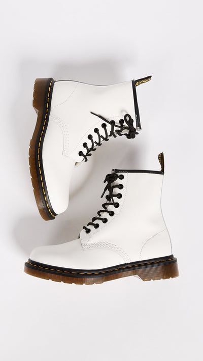 Dr Martens Women's 1460 Smooth Leather 8 Eye Boot, White, 11