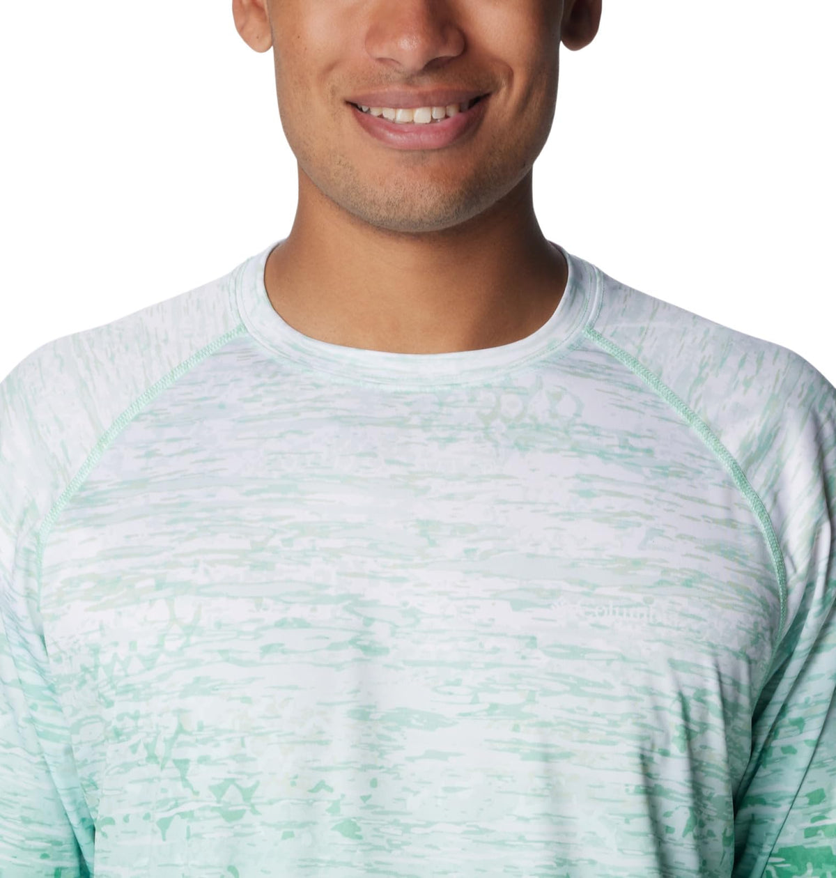 Columbia Men's Super Terminal Tackle Long Sleeve Shirt, Ocean Mint/Digiscale Fade, Small