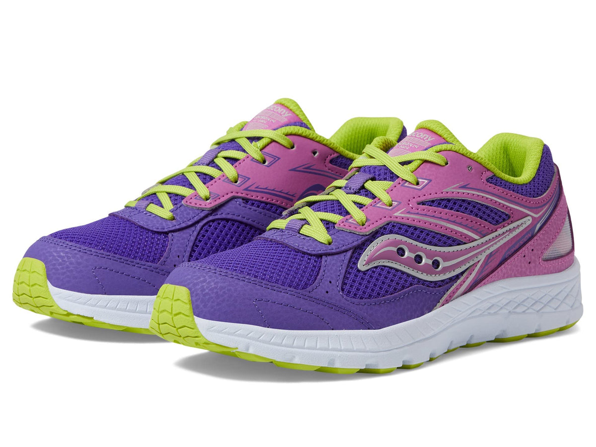 Saucony Cohesion 14 Lace to Toe Sneaker, Purple/Green, 1.5 US Unisex Big Kid