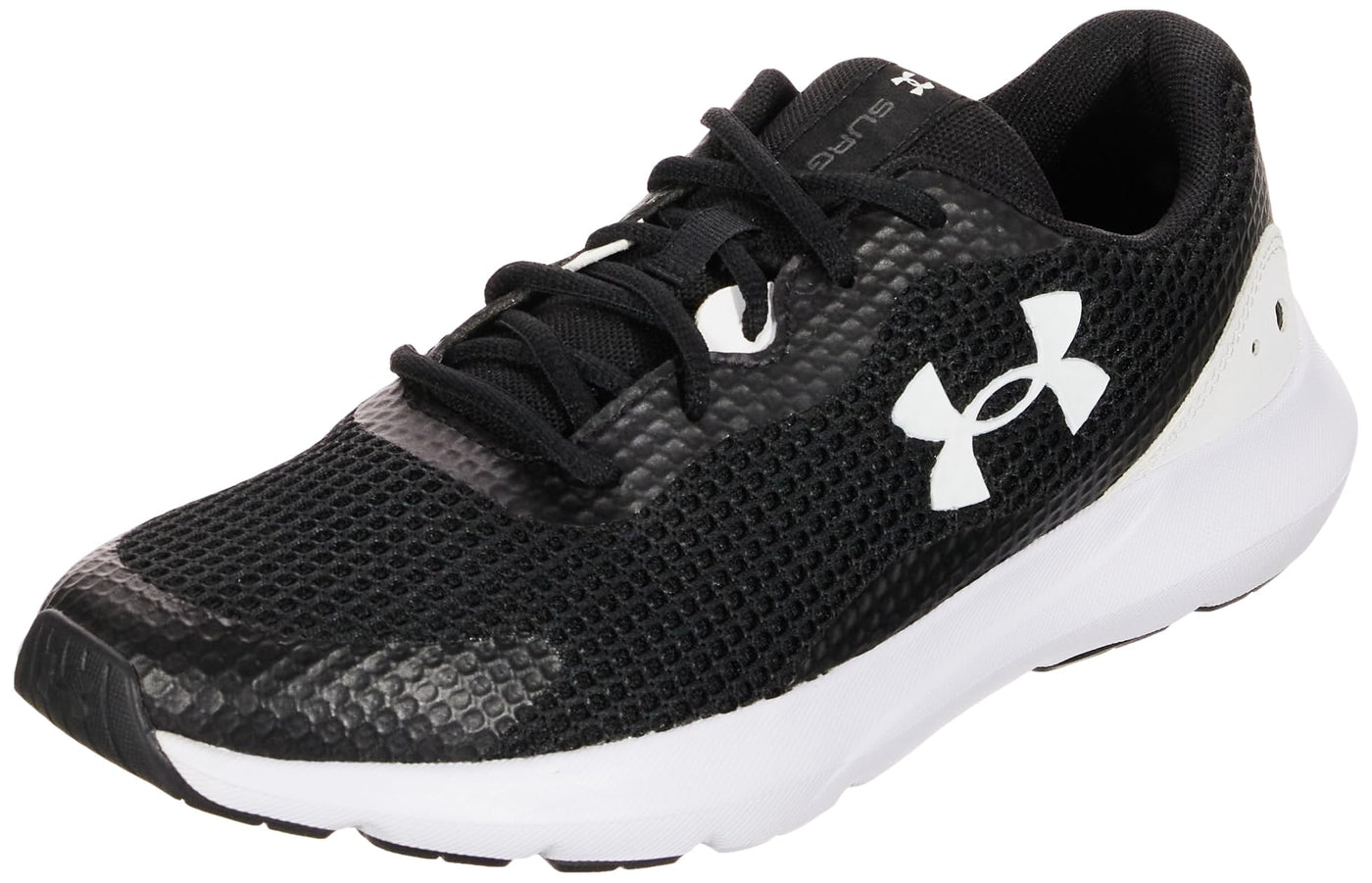 Under Armour Boys' Surge 3, Black/White, 3.5 Medium US
