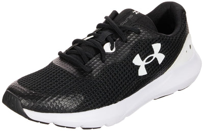 Under Armour Boys' Surge 3, Black/White, 3.5 Medium US