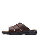 Clarks Men's Walkford Easy Flat Sandal, Brown Tumbled Leather, 11.5