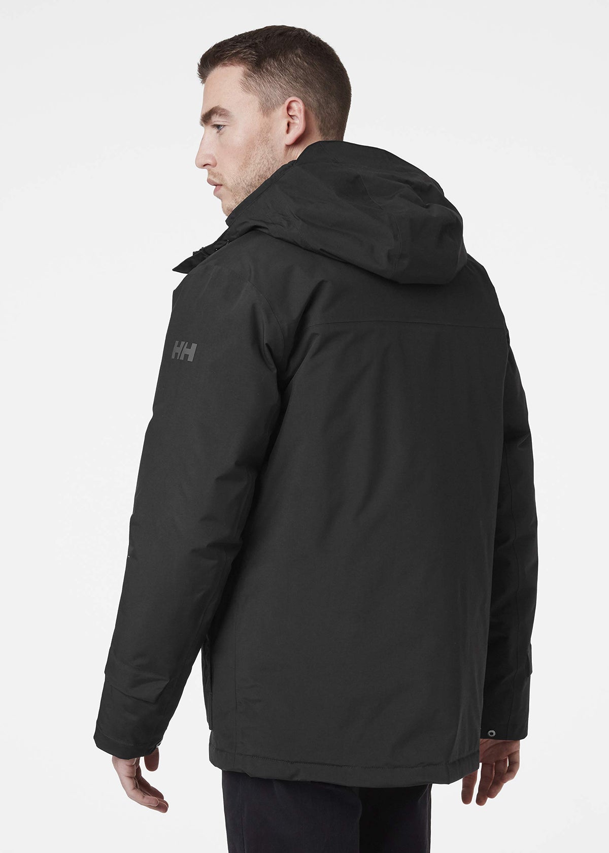 Helly-Hansen Mens Utility Waterproof Breathable Insulated Hooded Rain Jacket, 990 Black, Large