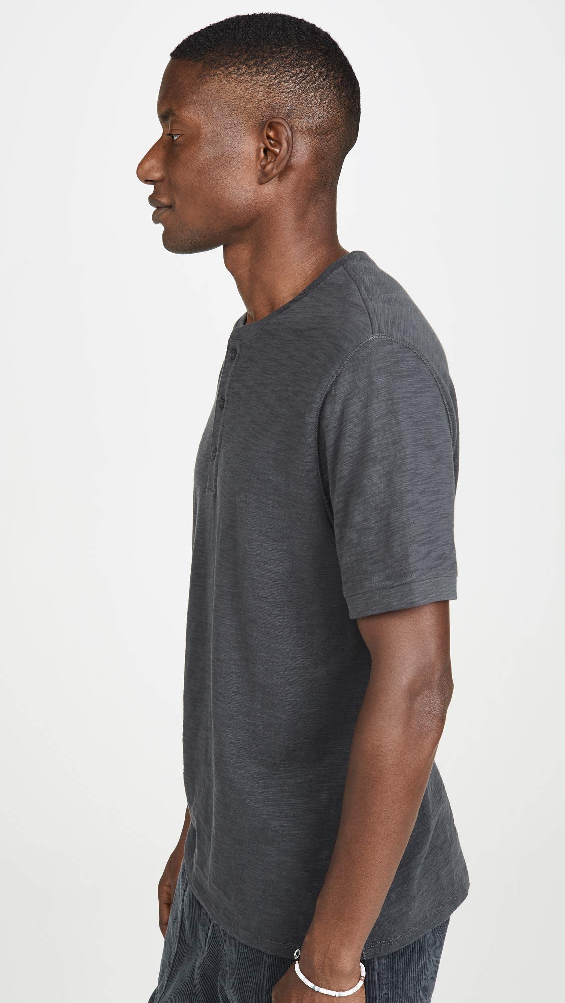 Vince Men's Classic Short Sleeve Slub Henley, Sphere, XXL