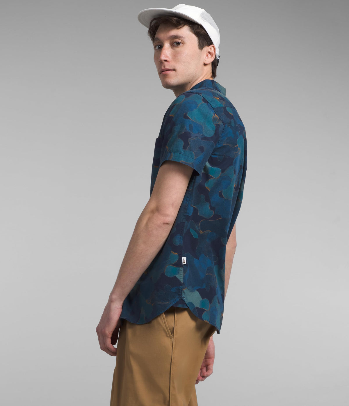 THE NORTH FACE Men's Short Sleeve Baytrail Pattern Button-Down Shirt, Summit Navy Camo Texture Print, XX-Large