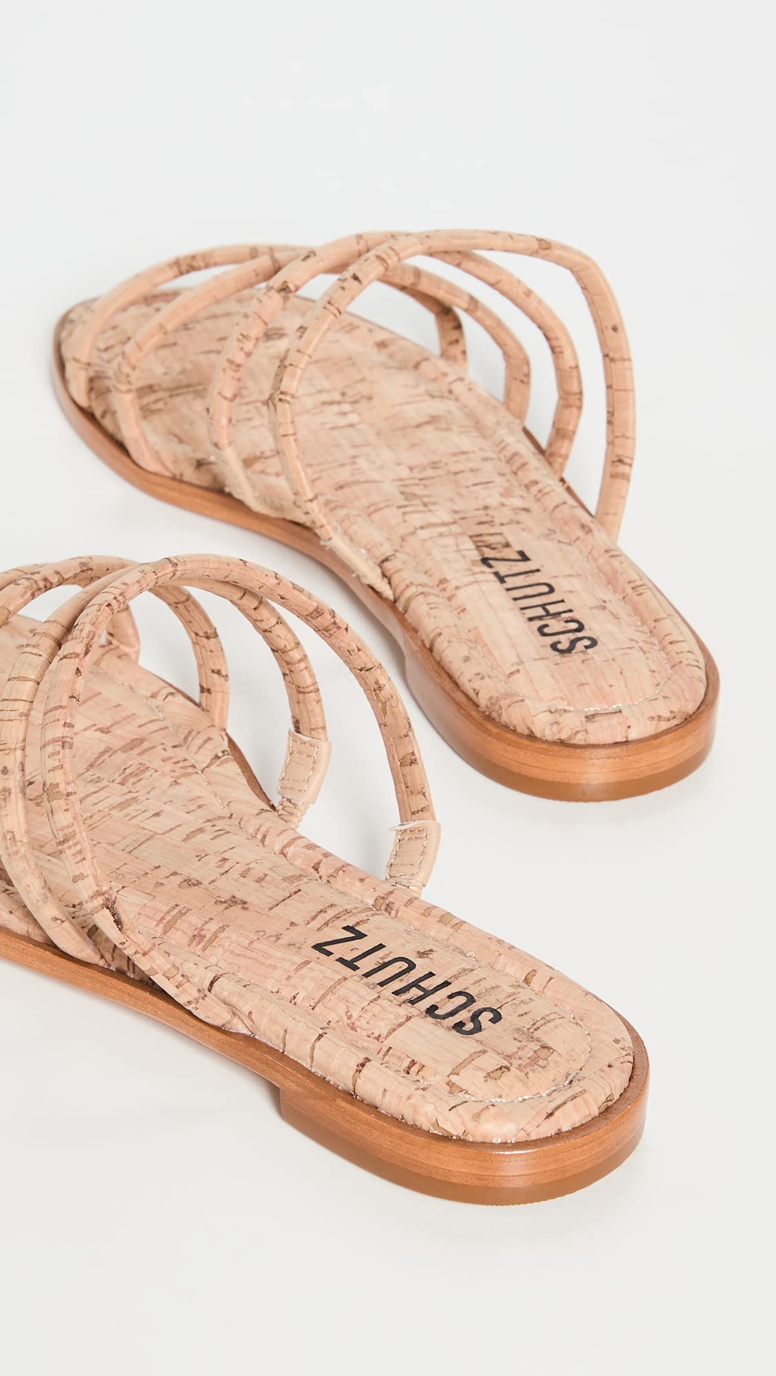 SCHUTZ Women's Cari Flat Sandals, Natural, Tan, 7 Medium US