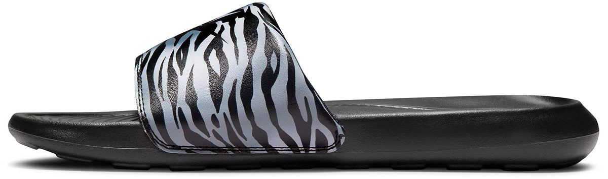 Nike Women's Victori One Slide Print Black/Black-Metallic Silver (CN9676 011) - 10