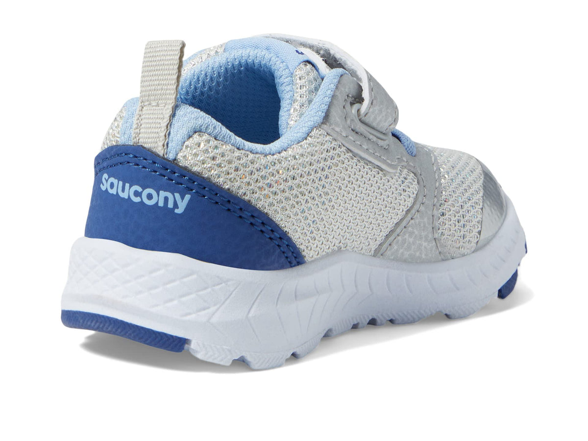 Saucony Wind FST Jr Sneaker, Silver/Blue/Pink, 8 US Unisex Little Kid
