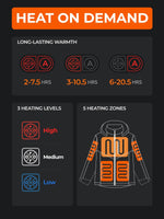 ORORO Men's Dual Control Heated Jacket with 5 Heat Zones (Pocket Heating) (Charger Not Included) (Grey,S)