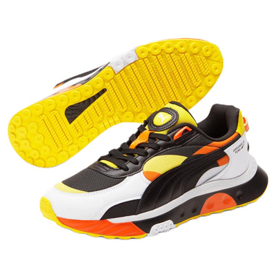 PUMA Wild Rider Vintage Mens Shoes (10, White/Carrot/Yellow, Numeric_10)