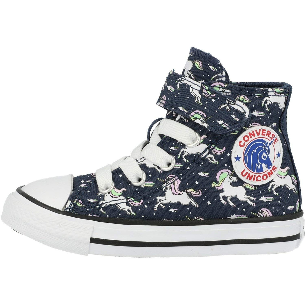 Converse Girl's Chuck Taylor All Star Unicorn Print Velcro High Top Sneaker 5 Toddler Navy/Black/White