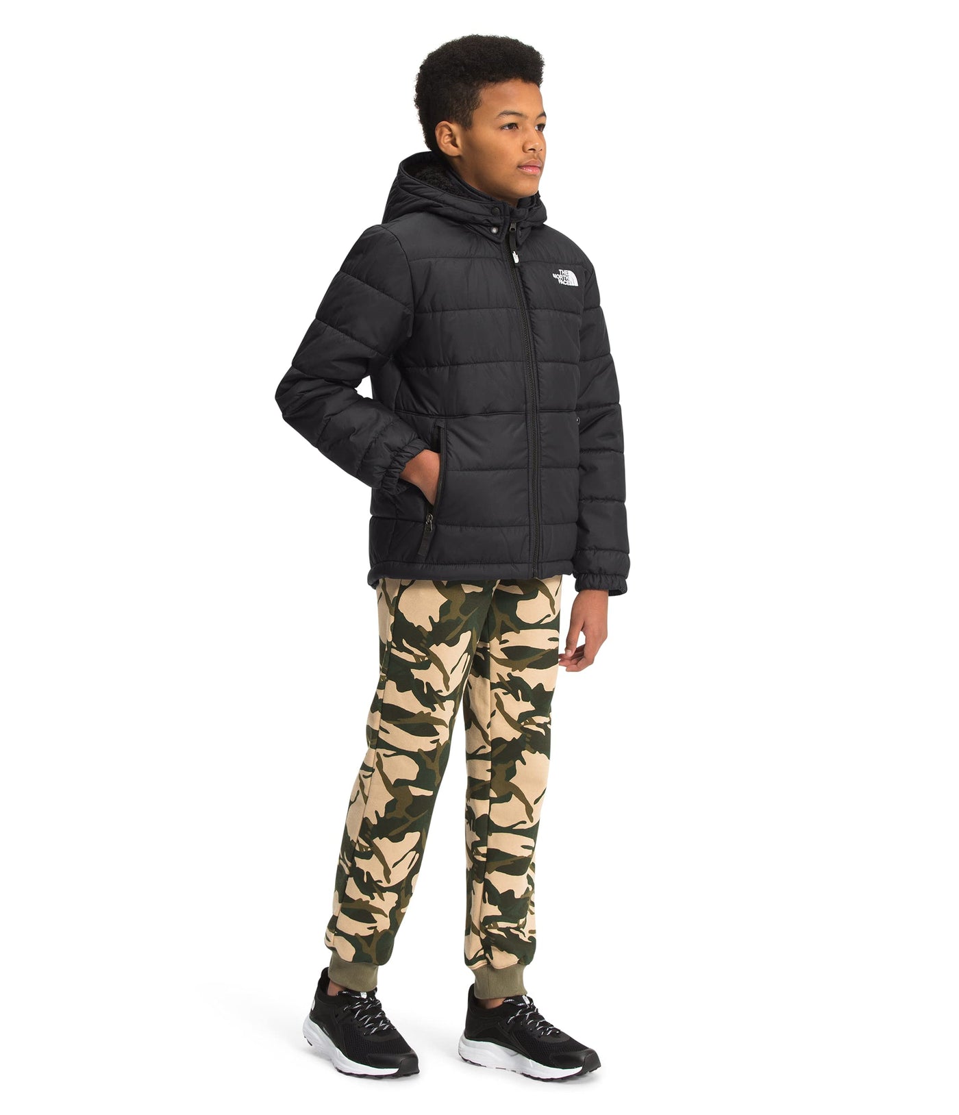 THE NORTH FACE Boys' Reversible Mount Chimbo Full Zip Hooded Jacket, TNF Black, X-Small