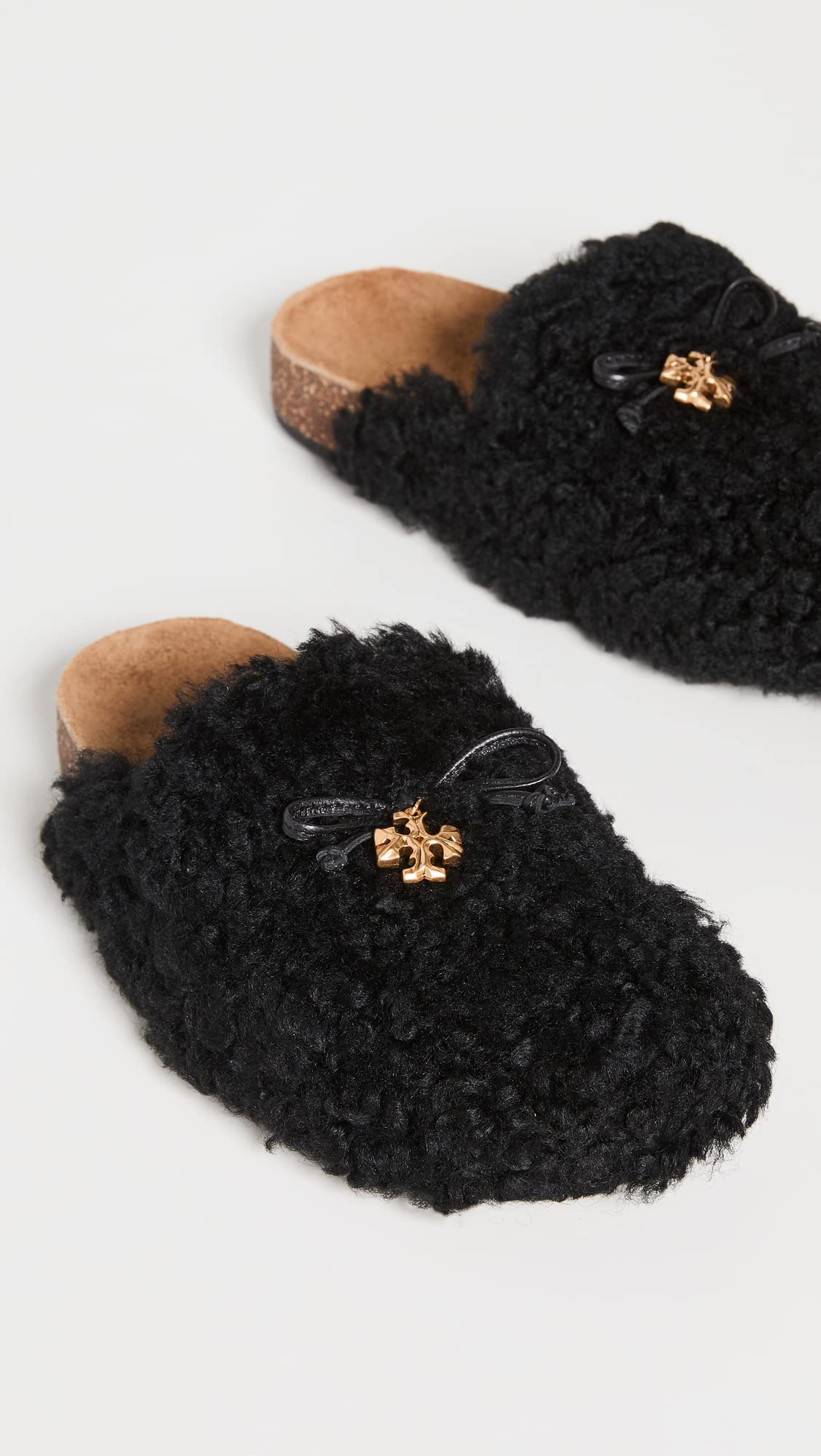 Tory Burch Women's Tory Charm Mammoth Mules, Perfect Black, 8 Medium US