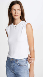 FRAME Women's Le High Rise Muscle Tee, Blanc, White, S