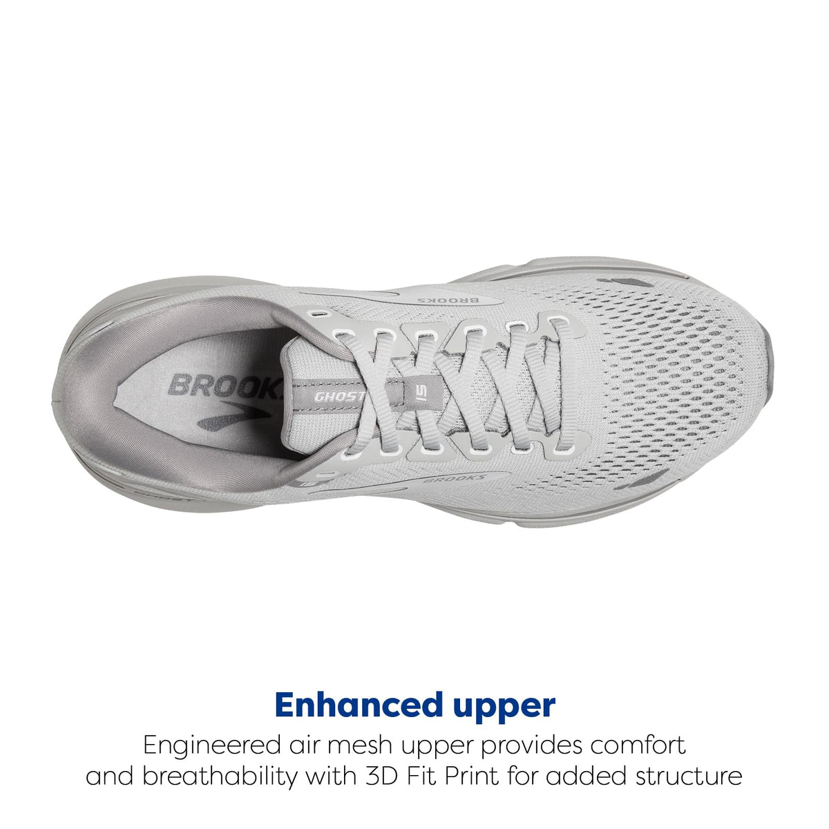 Brooks Women's Ghost 15 Neutral Running Shoe - Oyster/Alloy/White - 12 Wide