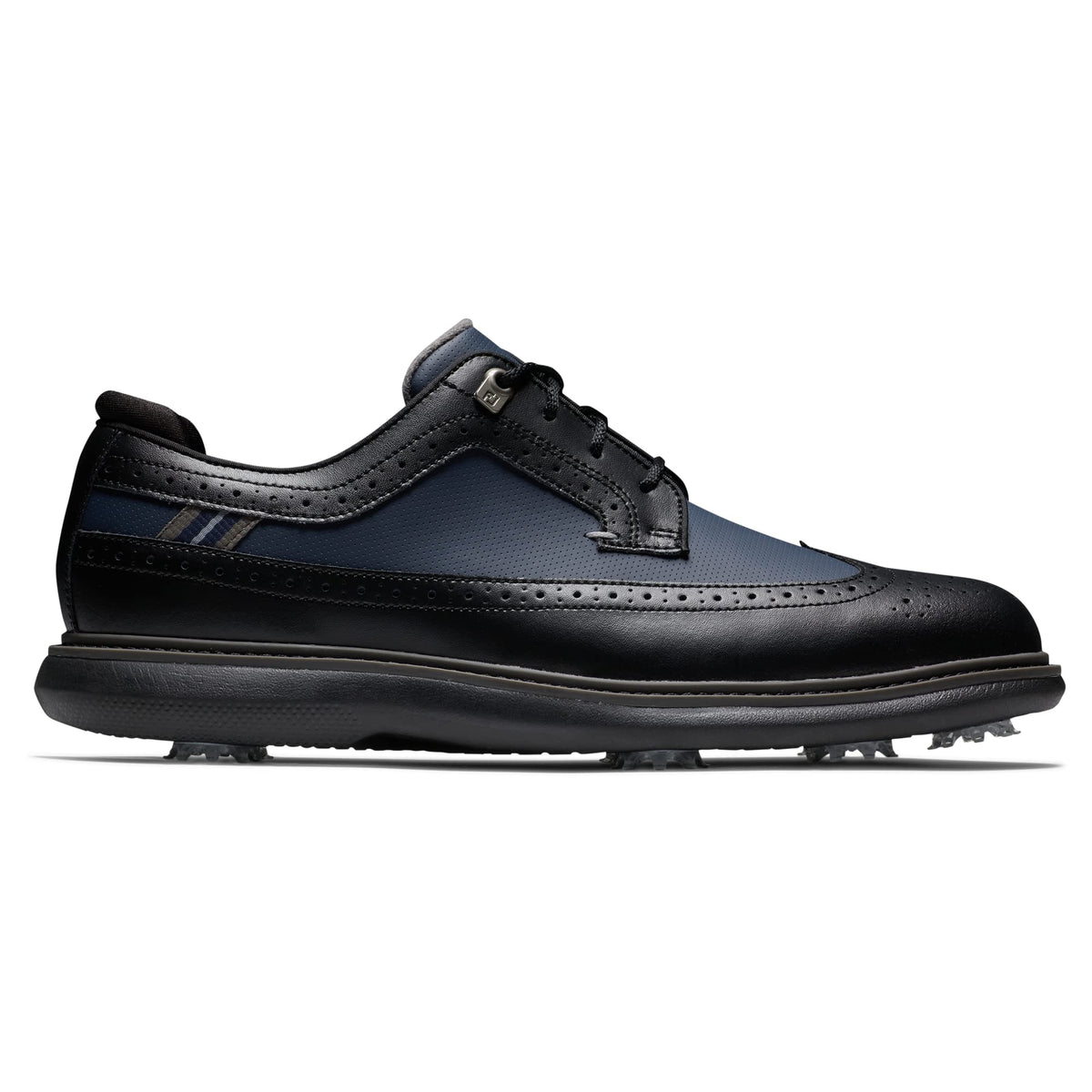 FootJoy Men's Traditions-Shield Tip Previous Season Style Golf Shoe, Black/Navy, 13 Wide
