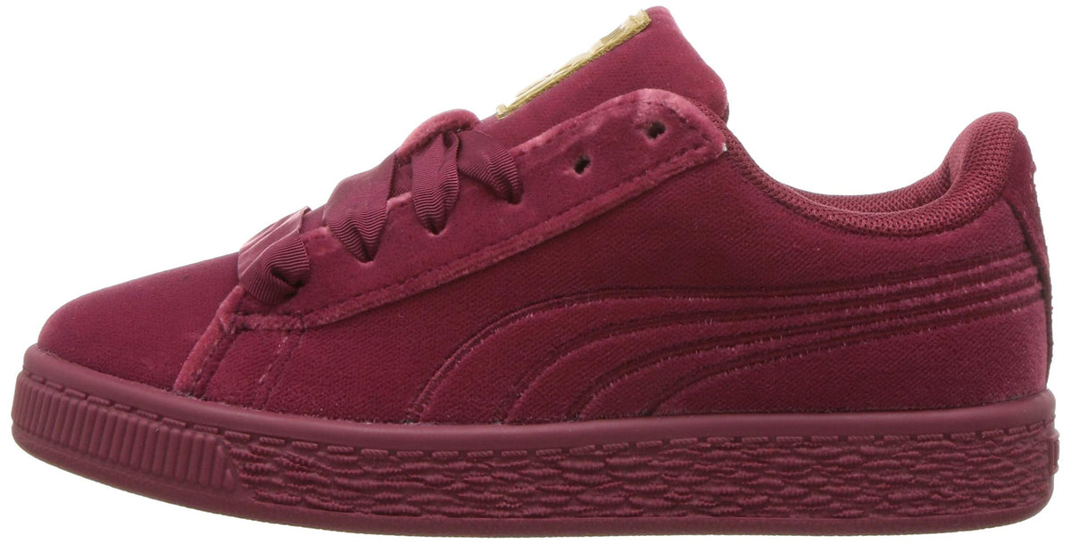 PUMA Kids Baby Girl's Basket Classic Velour (Toddler) Tibetan Red/Metallic Gold 4 Toddler M