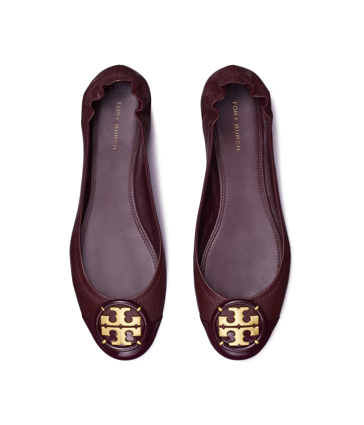 Tory Burch Multi Logo Cap-Toe Ballet Deep Berry/Deep Berry 9 M