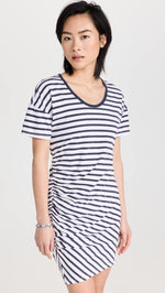SUNDRY Women's Stripe T-Shirt Dress, White, S