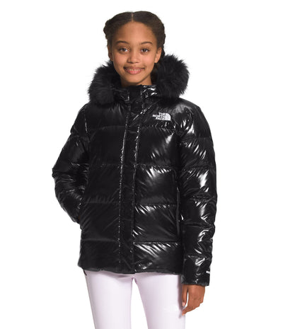 THE NORTH FACE Girls' Printed North Down Fleece-Lined Parka, TNF Black, Large