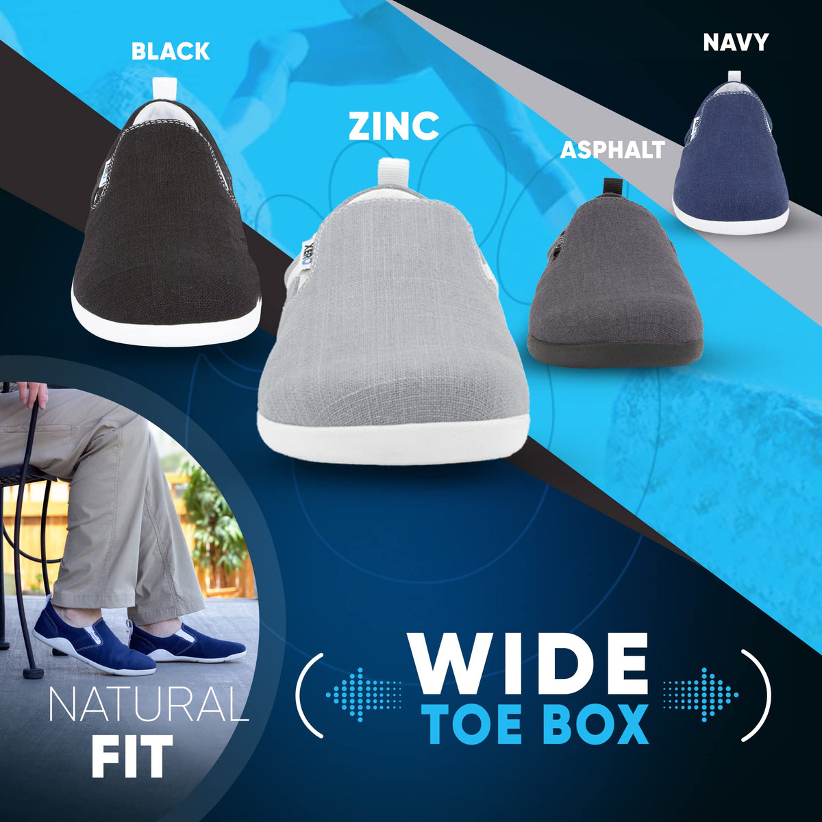 Xero Shoes Men's Aptos Hemp Canvas Slip-on - Casual, Lightweight Zero-Drop Shoe, Zinc, 9