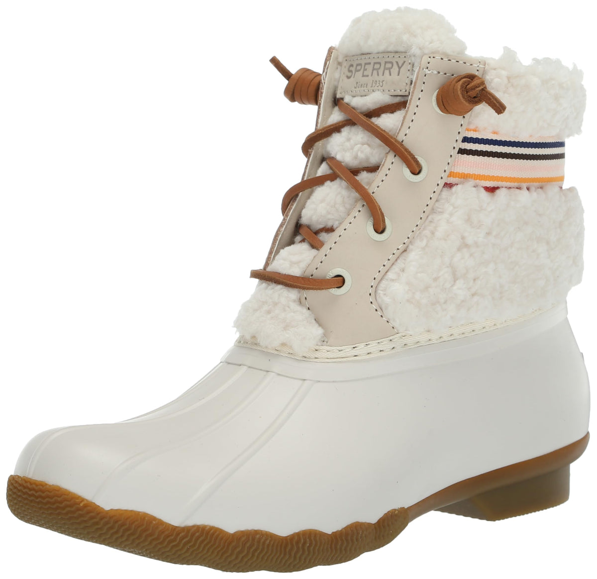 Sperry Mens Shoes Women's Saltwater Sherpa Rain Boot, Rainbow Ivory, 7.5