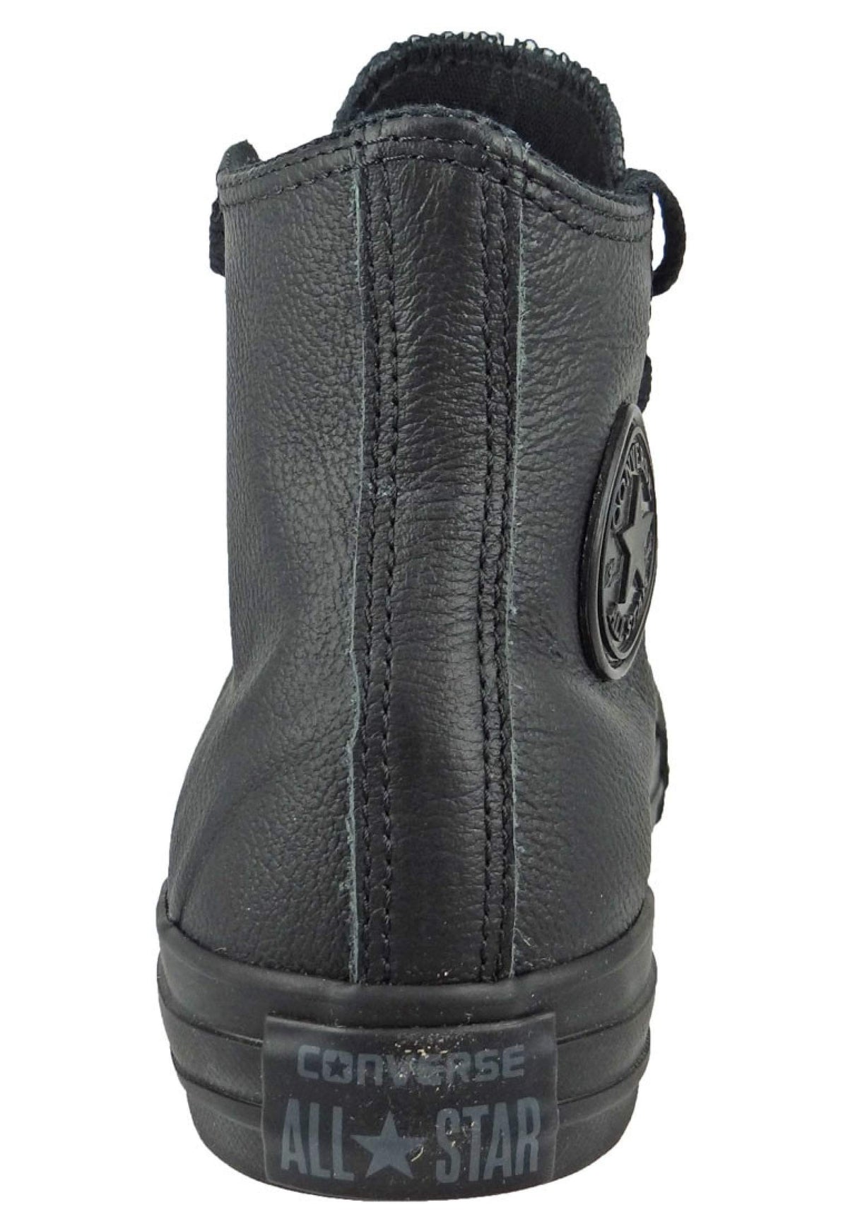 Converse Women's Chuck Taylor All Star Leather Hi Sneaker, Black Mono, 3.5