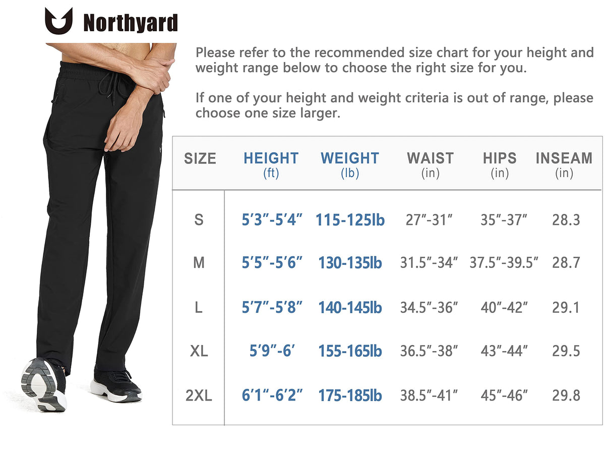 NORTHYARD Men's Lightweight Running Pants Quick Dry Athletic Pants Open Hem Active Training Workout Sports Pants Black XL