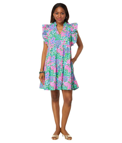 Lilly Pulitzer Aldena Ruffle Sleeve Cotton Dress Multi A Cherry On Top MD