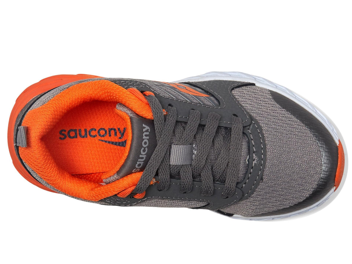 Saucony Wind 2.0 Sneaker, Grey/Orange, 1.5 Wide US Unisex Big_Kid