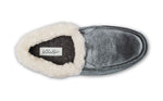 OLUKAI Ku'una Lanui Women's Slipper, Soft Velvet & Dual-Density PU Footbed for All-Day Comfort, Breathable & Supportive Drop-In-Heel, Cute & Casual Slip-On Design, Charcoal/Charcoal, 9