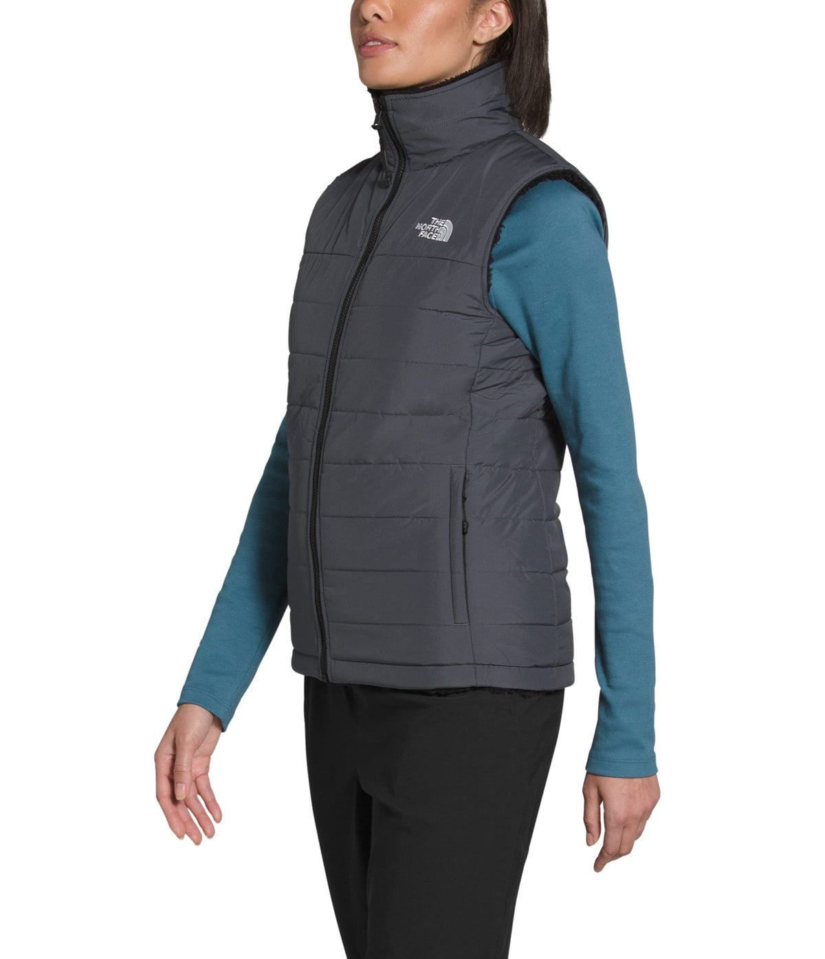 The North Face Women's Mossbud Insulated Reversible Vest, Vanadis Grey/TNF Black, M