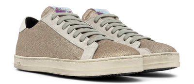 P448 Women's John Platinum Glitter Leather Low-Top Italian Sneaker