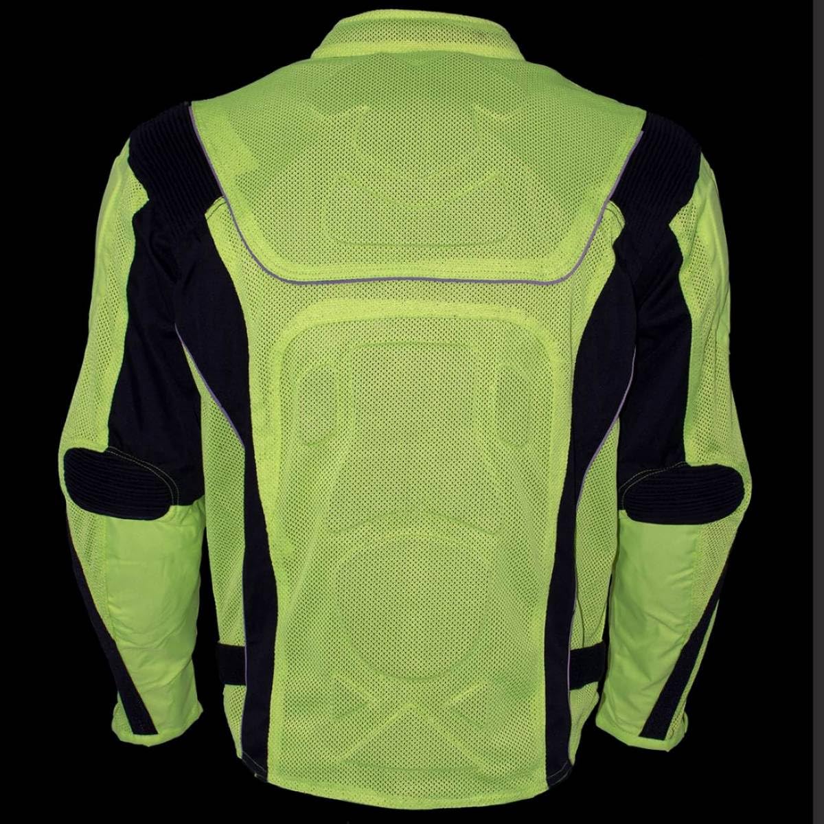 Xelement CF-6019-66 Men's 'Invasion' Neon Green Textile Motorcycle Jacket wit X-Armor Protection - X-Large