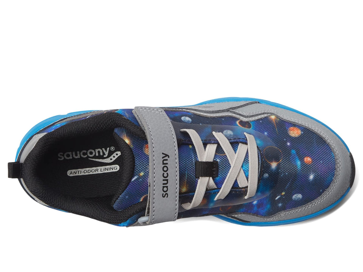 Saucony Flash Alternative Closure 2.0 Running Shoe, Grey/Blue/Space, 13 Wide US Unisex Big_Kid