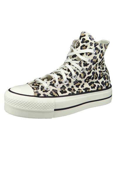 Converse Women's Chuck Taylor All Star Leopard Platform High Top Sneakers, Driftwood/Light Fawn/Black, 8.5 Medium US