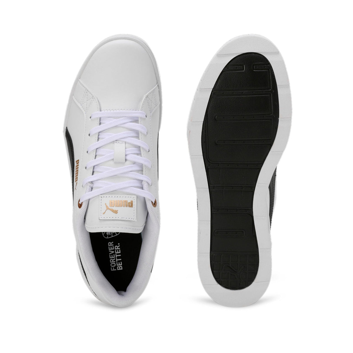 PUMA Women's Karmen Wedge Sneaker 6.5 Puma White-puma Black-gold
