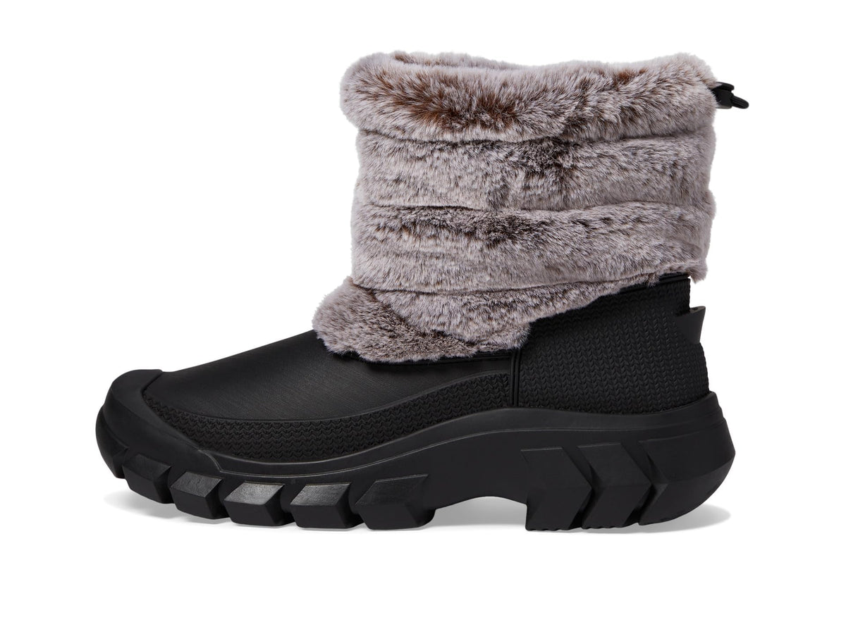 Hunter Intrepid Short Faux Fur Snow Boot Black/Natural 8 M
