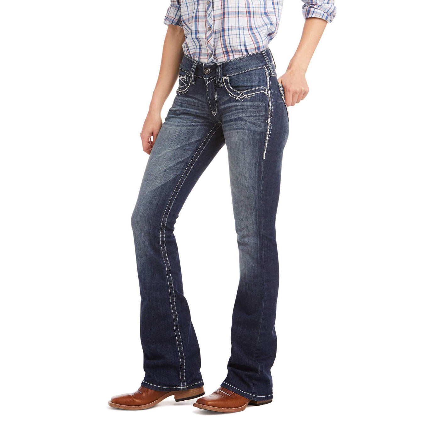 Ariat Women's R.e.a.l. Mid Rise Bootcut Jean 18 Plus Marine