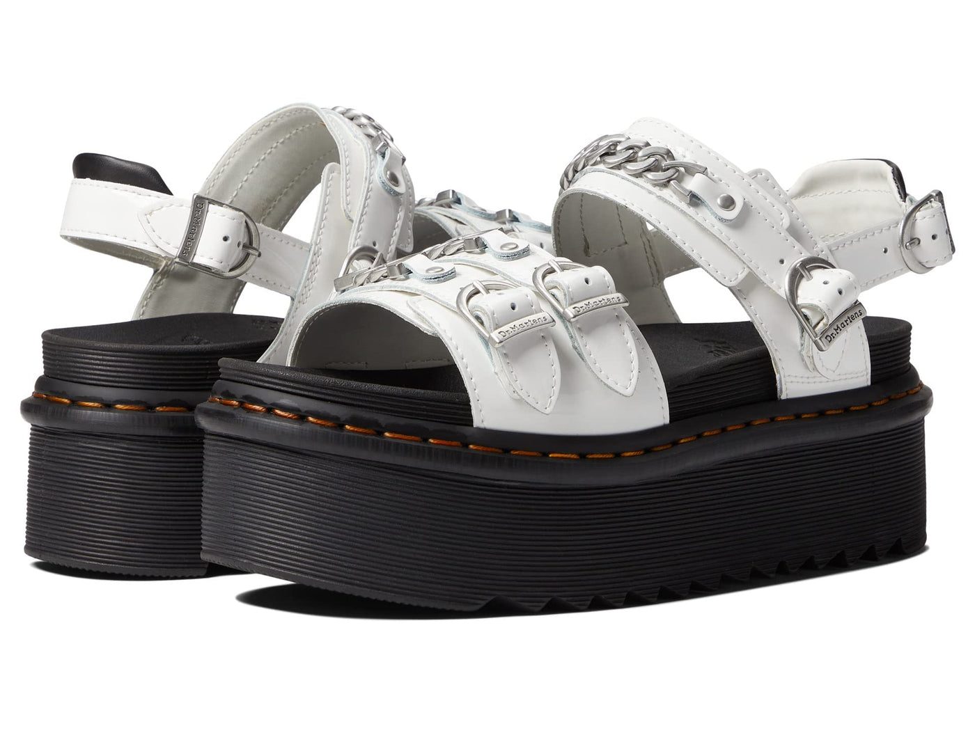Dr. Martens Voss II Quad Chain White Patent Lamper UK 6 (US Women's 8) M