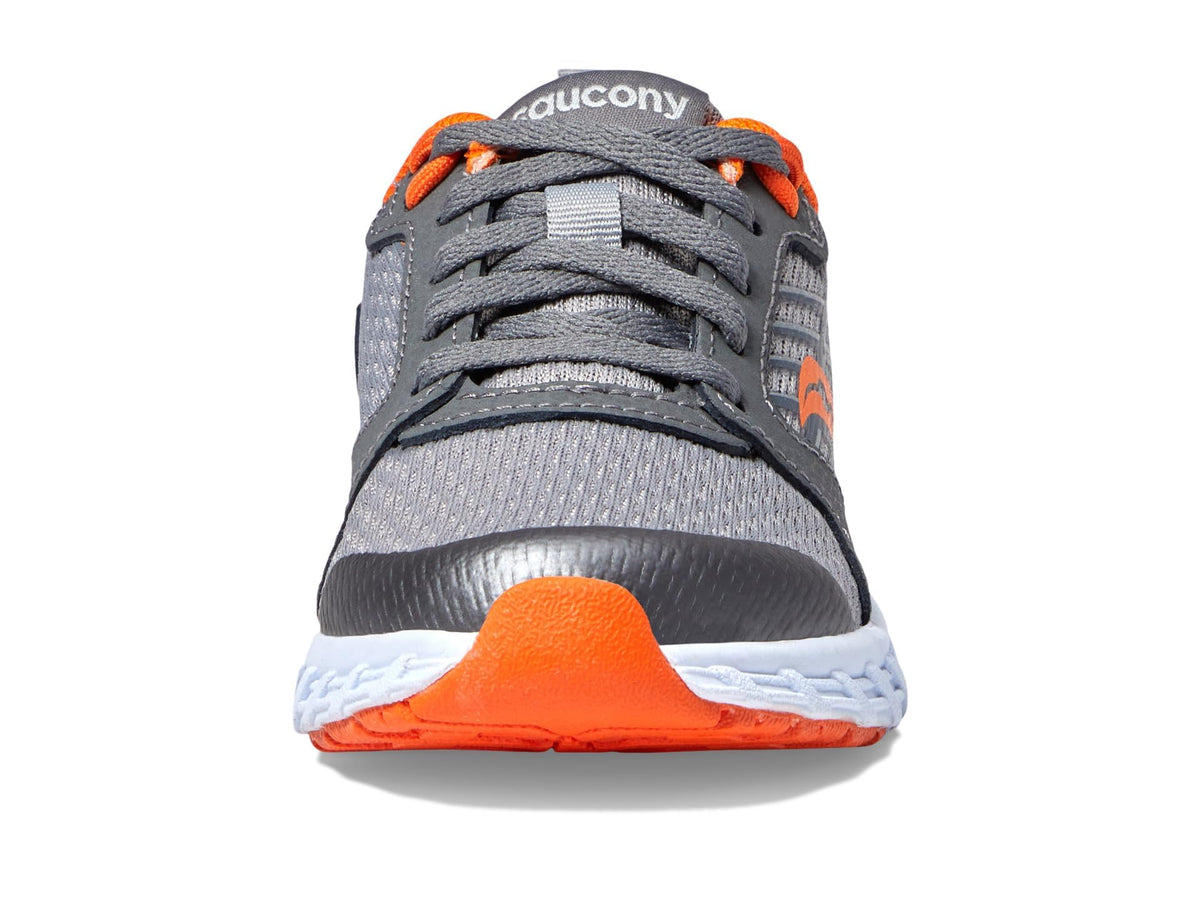 Saucony Wind 2.0 Sneaker, Grey/Orange, 2.5 Wide US Unisex Big_Kid