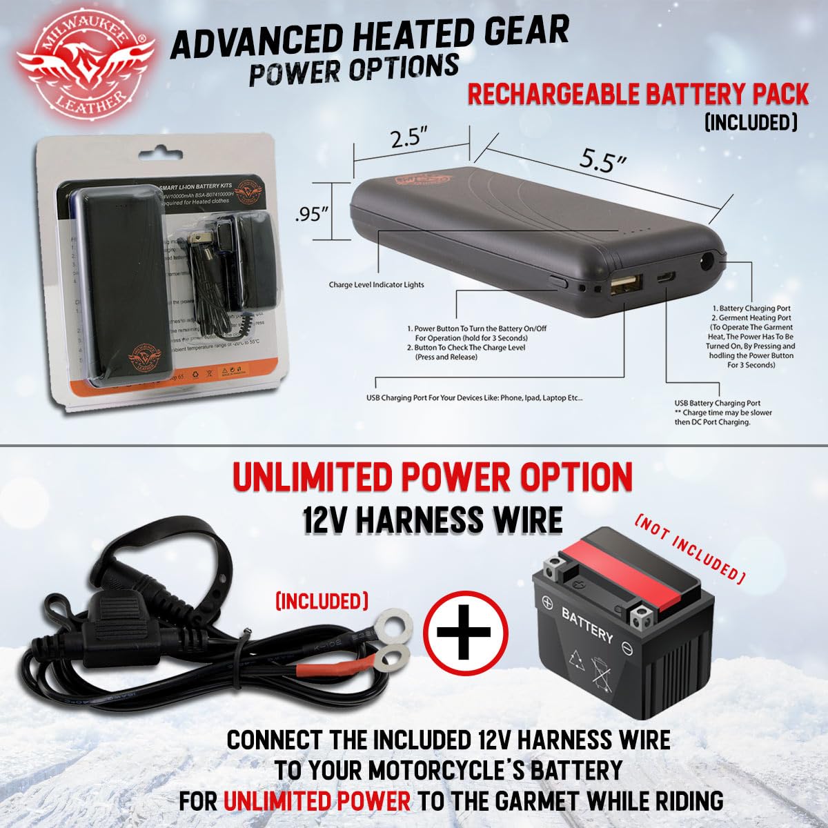 Milwaukee Leather Men's Standard MLM1513 Vented Scooter Jacket with Heated Technology, Black, Small