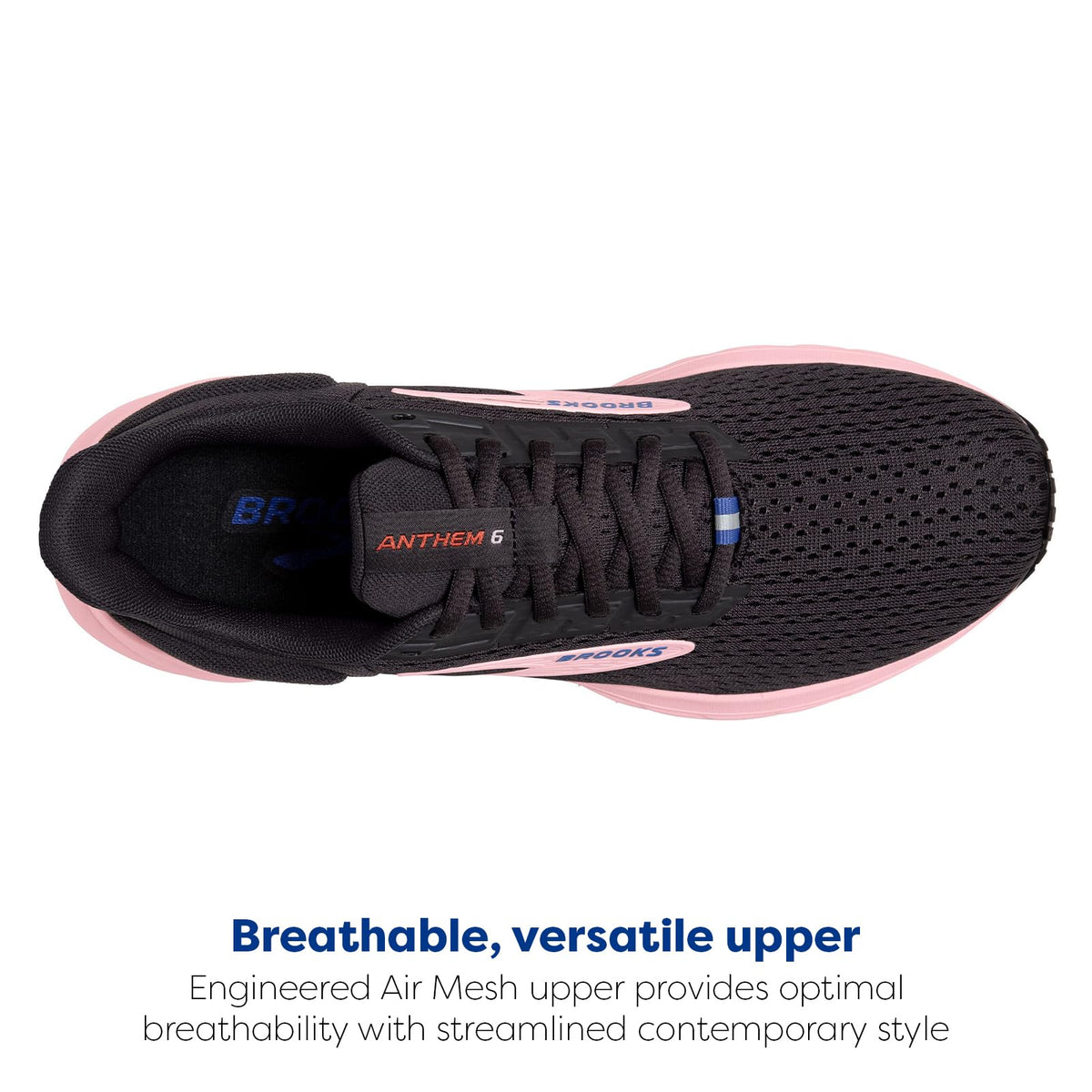 Brooks Women’s Anthem 6 Neutral Running Shoe - Blackened Pearl/Pink/Rose - 10 Medium